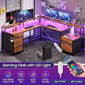Amazon.com: SEDETA L Shaped Desk with 6 Drawer, 108